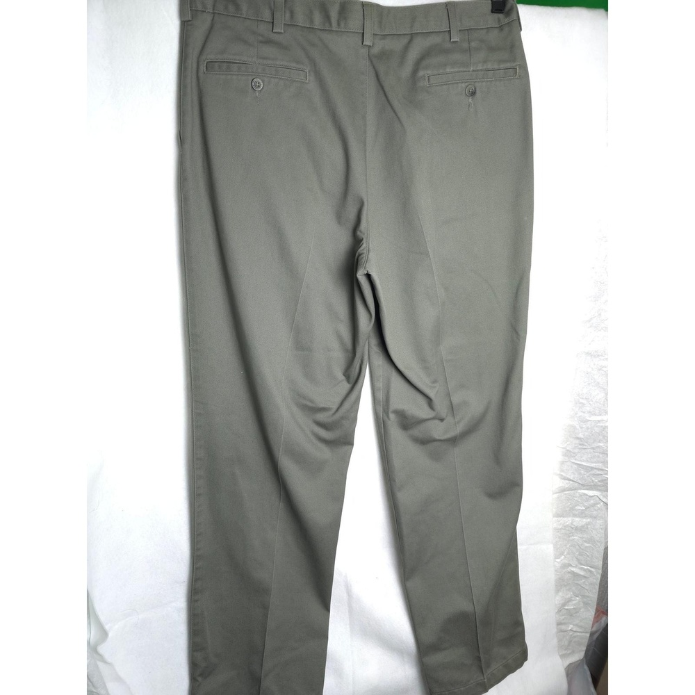 Roundtree & Yorke Mens Green Pleated Front Cotton Pants Trousers Size 36x31 - Picture 4 of 6
